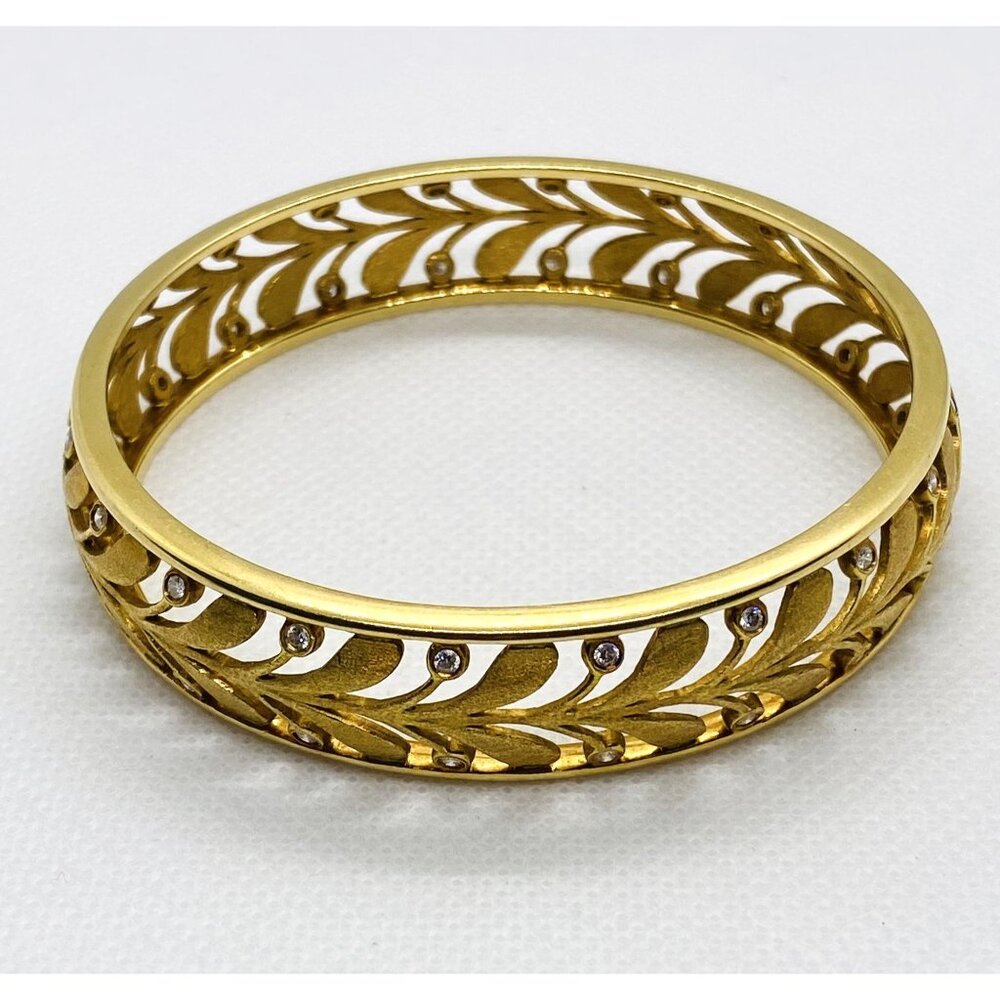 Tiffany & Co Paloma Picasso Villa Palm Diamond Bangle Bracelet 18K 750